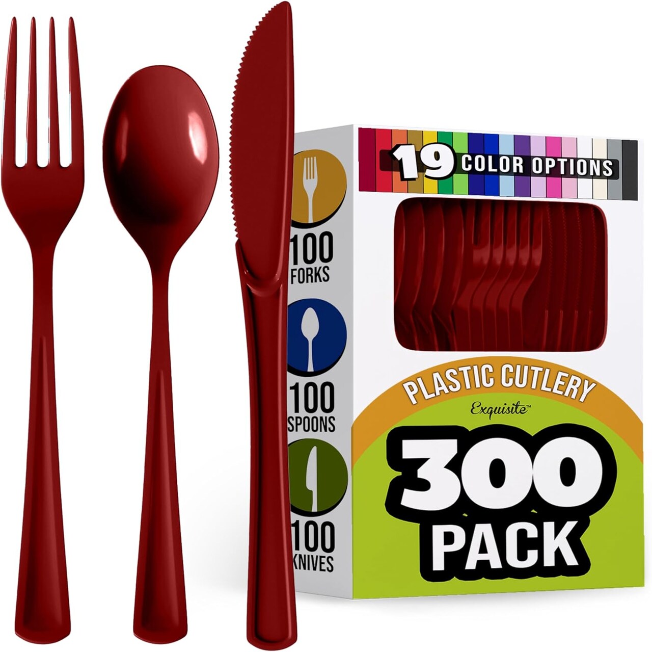 Exquisite Polished Plastic Silverware – 150 Pcs Heavy Duty Cutlery Set – 50 Each of Forks, Knives & Spoons – Disposable Utensil Set for Parties, Events & Catering – Flatware Set by Party Solids